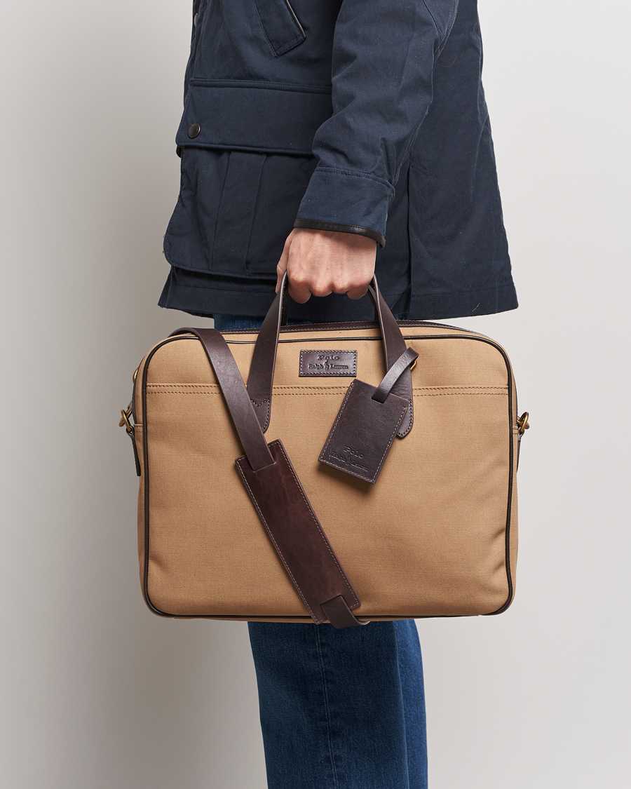 Herren |  | Polo Ralph Lauren | Canvas/Leather Computer Bag Tan