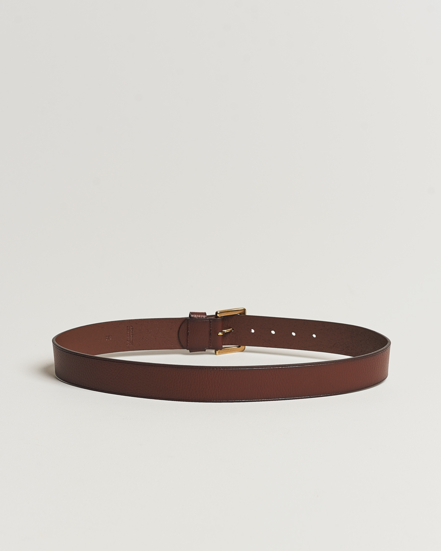 Herren | Preppy Authentic | Polo Ralph Lauren | Pebbled Leather Belt Brown