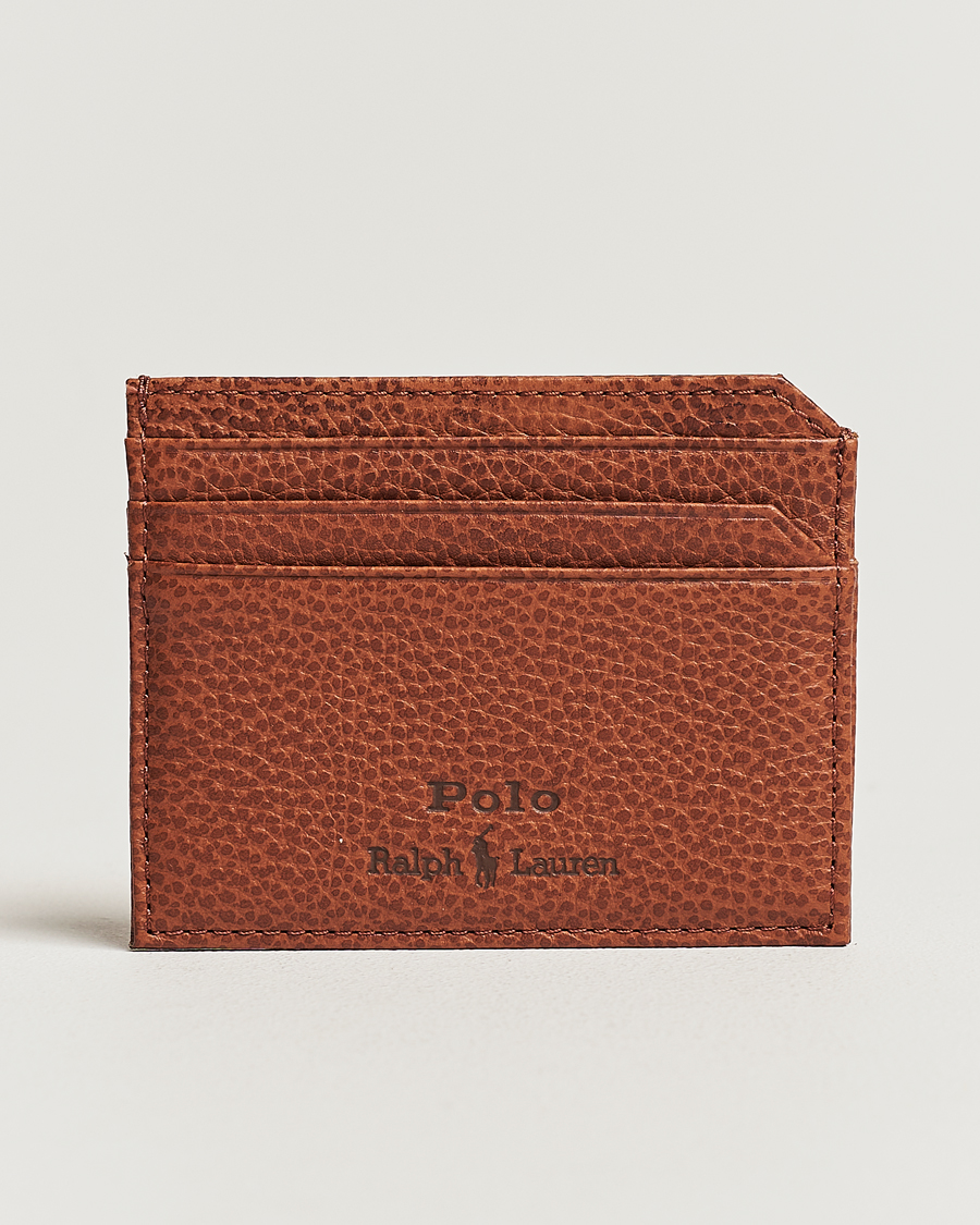 Men | Cardholders | Polo Ralph Lauren | Pebbled Leather Credit Card Holder Saddle Brown