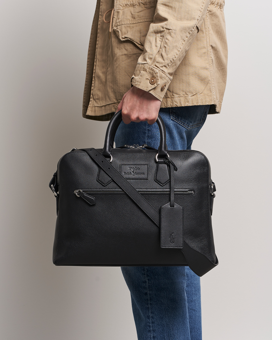 Ralph lauren pebbled leather briefcase deals