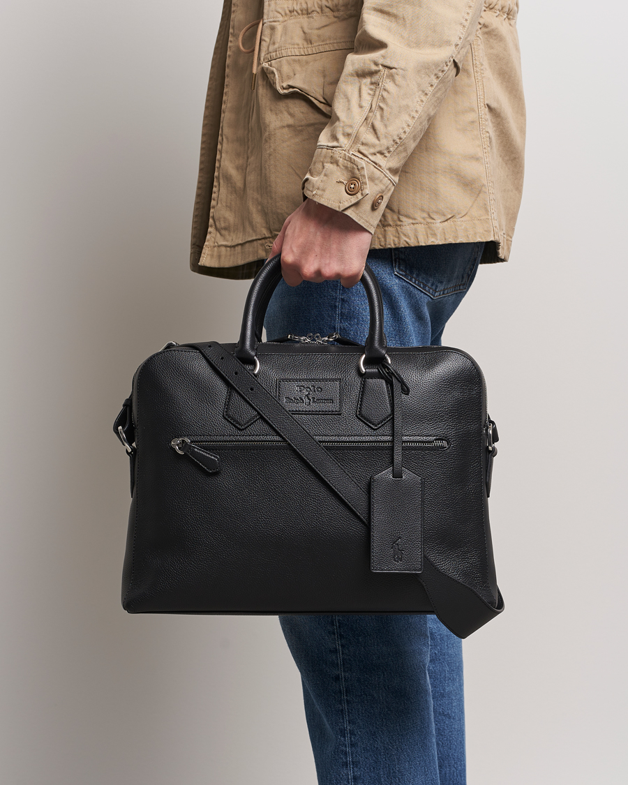 Herren |  | Polo Ralph Lauren | Pebble Leather Briefcase Black