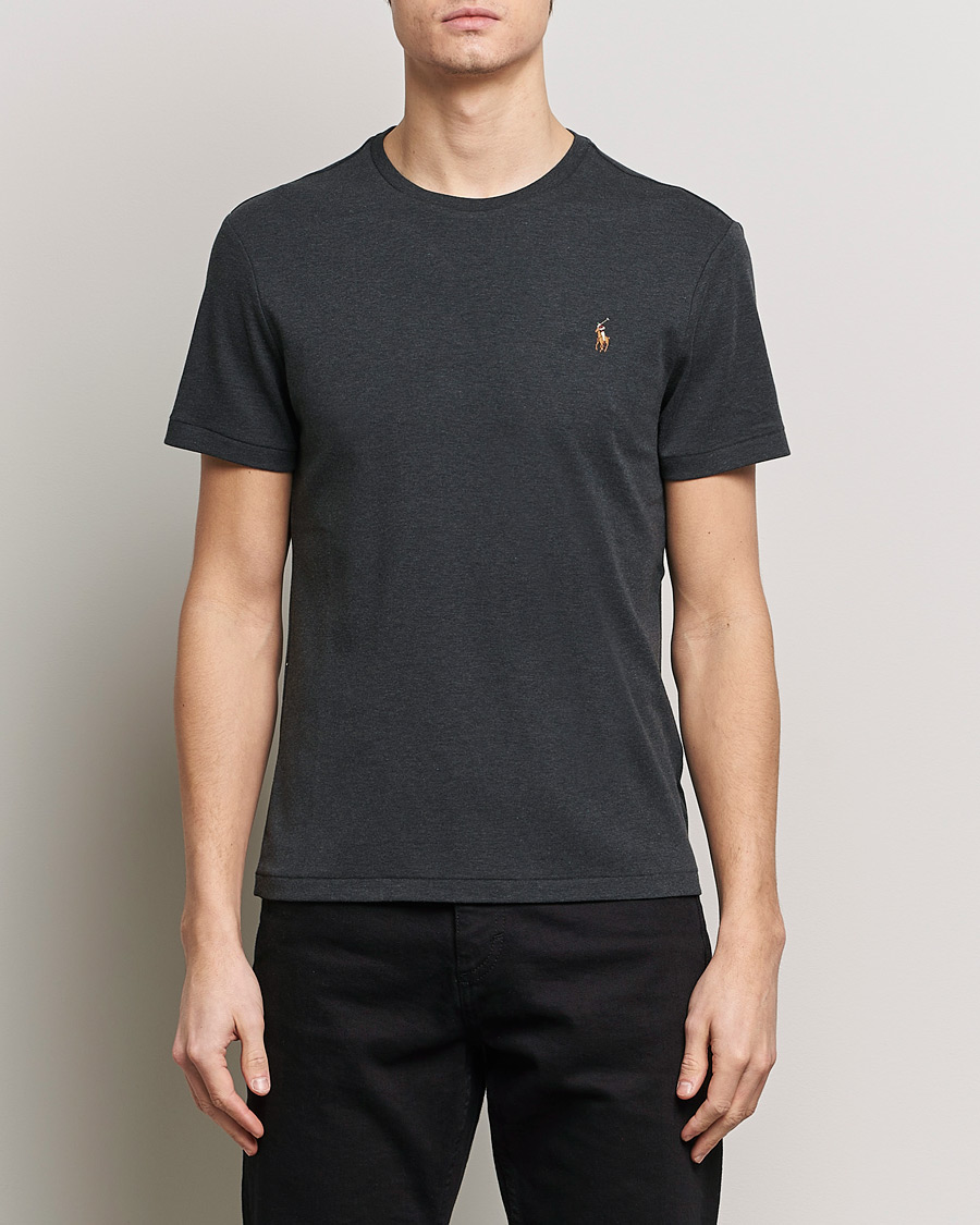Herren | Schwartze t-shirts | Polo Ralph Lauren | Luxury Pima Cotton Crew Neck T-Shirt Black Heather