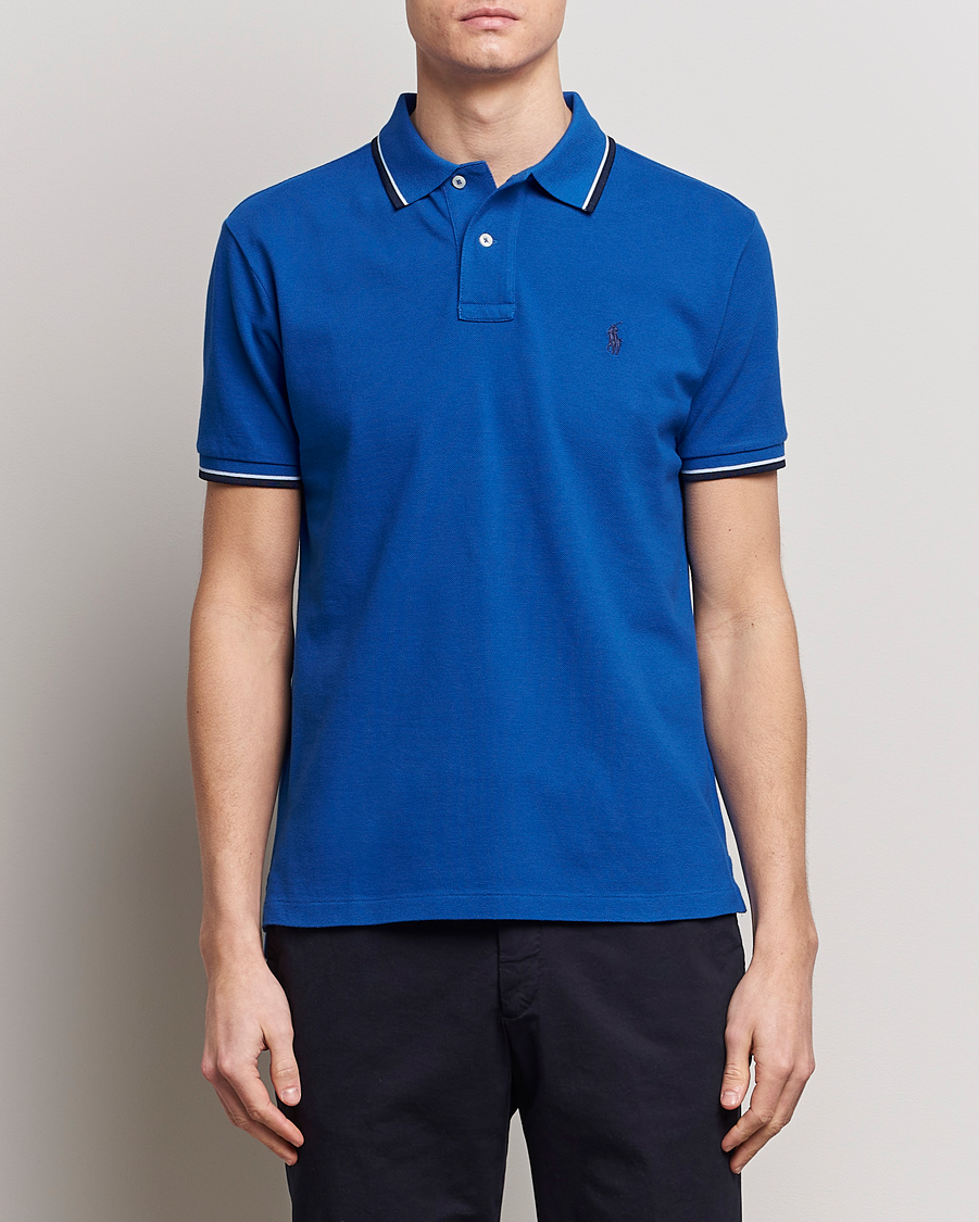 Herren | Poloshirt | Polo Ralph Lauren | Custom Slim Fit Tipped Polo Heritage Blue