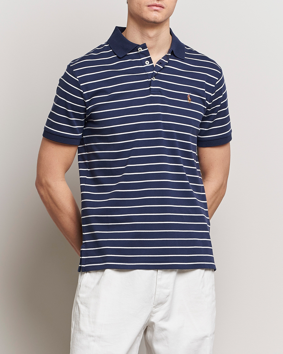 Herren | Kurzarm-Poloshirts | Polo Ralph Lauren | Luxury Pima Cotton Striped Polo Refined Navy/White