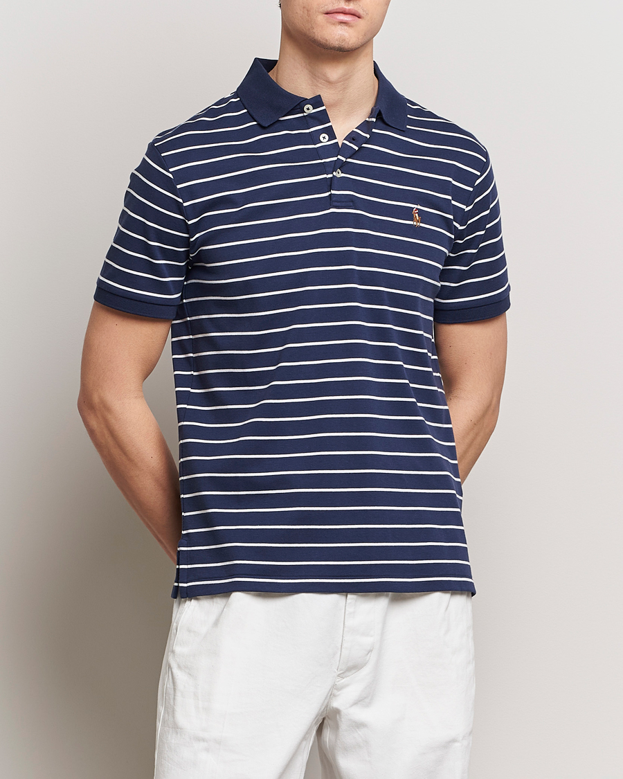 Herren |  | Polo Ralph Lauren | Luxury Pima Cotton Striped Polo Refined Navy/White