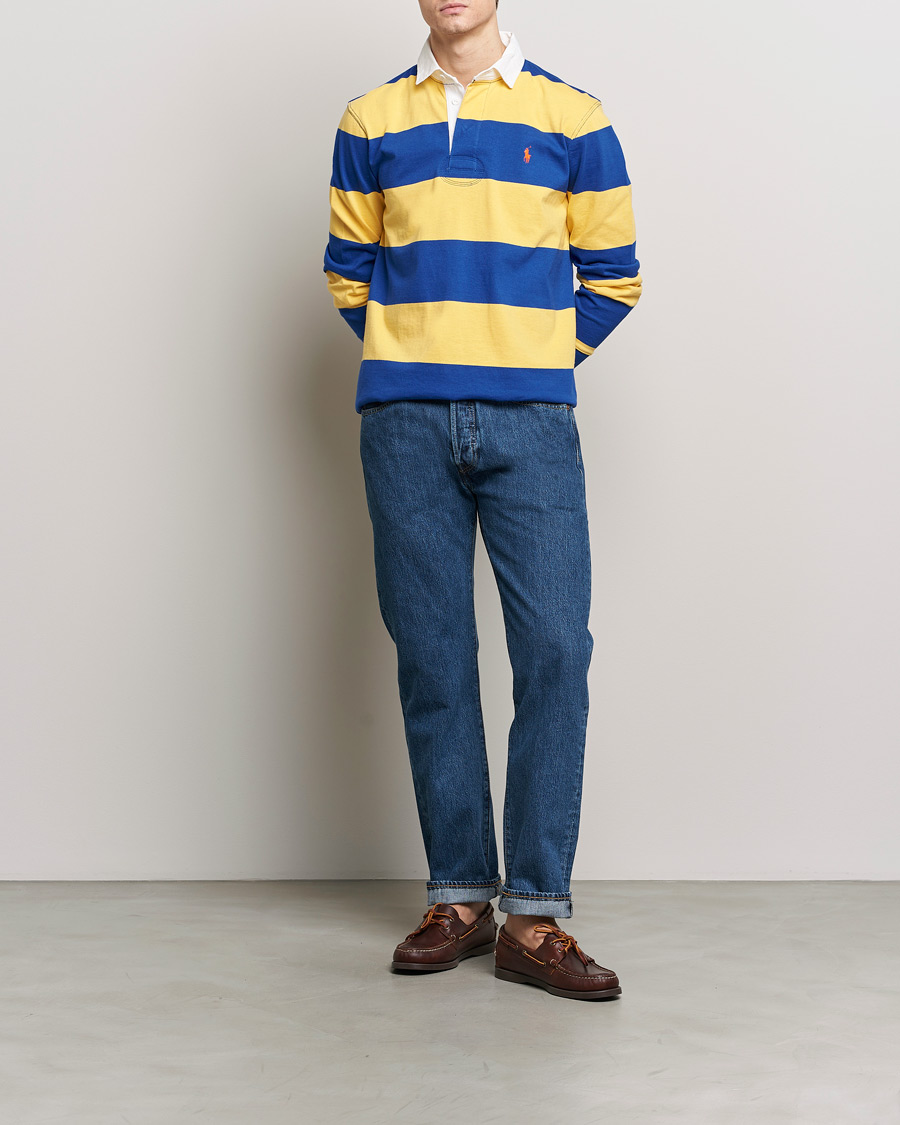 Herren | Pullover | Polo Ralph Lauren | Jersey Striped Rugger Chrome Yellow/Cruise Royal