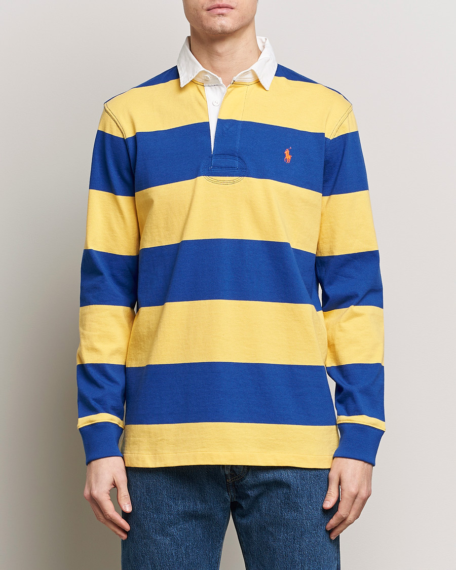 Herren | Pullover | Polo Ralph Lauren | Jersey Striped Rugger Chrome Yellow/Cruise Royal