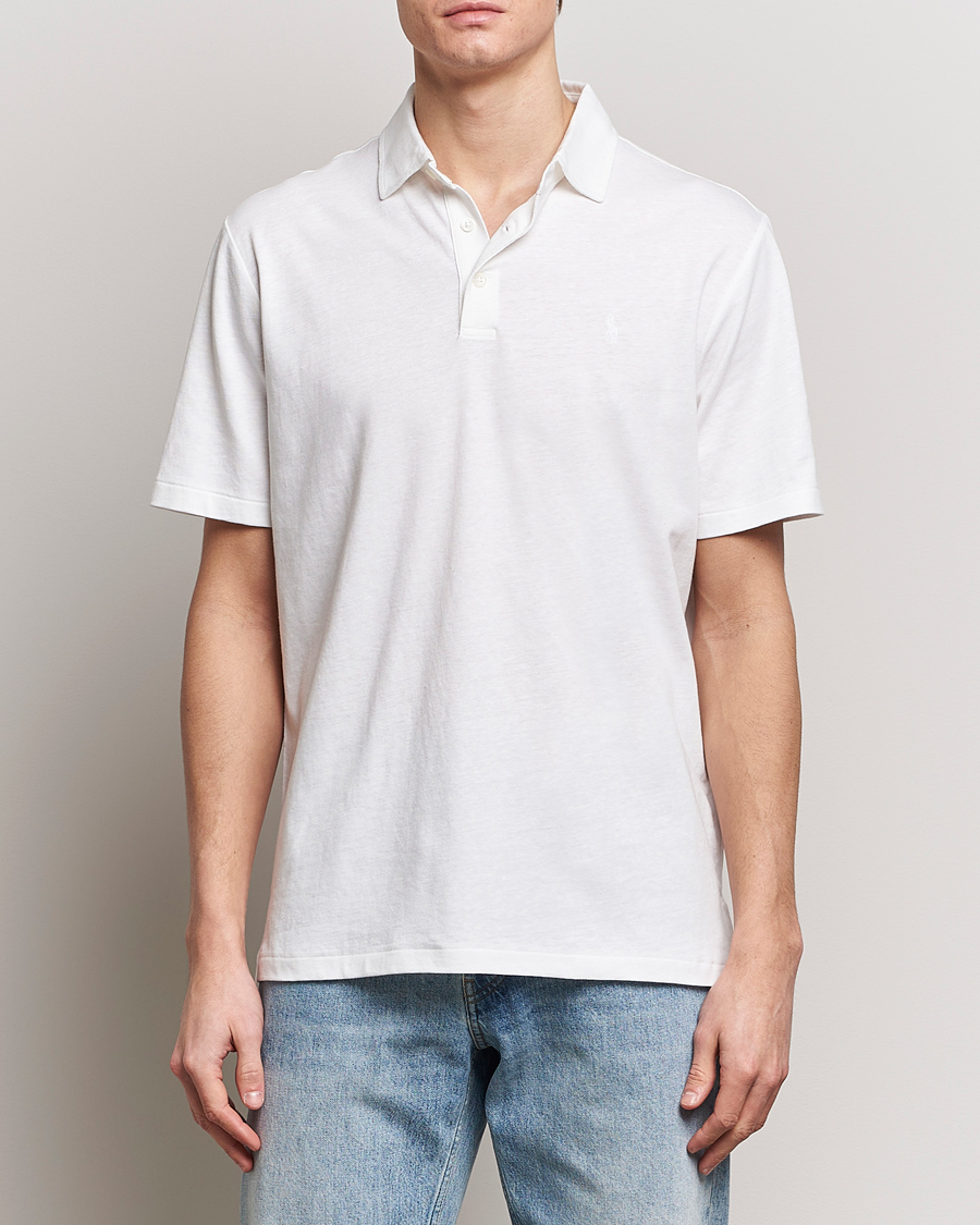 Herren | Poloshirt | Polo Ralph Lauren | Cotton/Linen Polo Shirt White