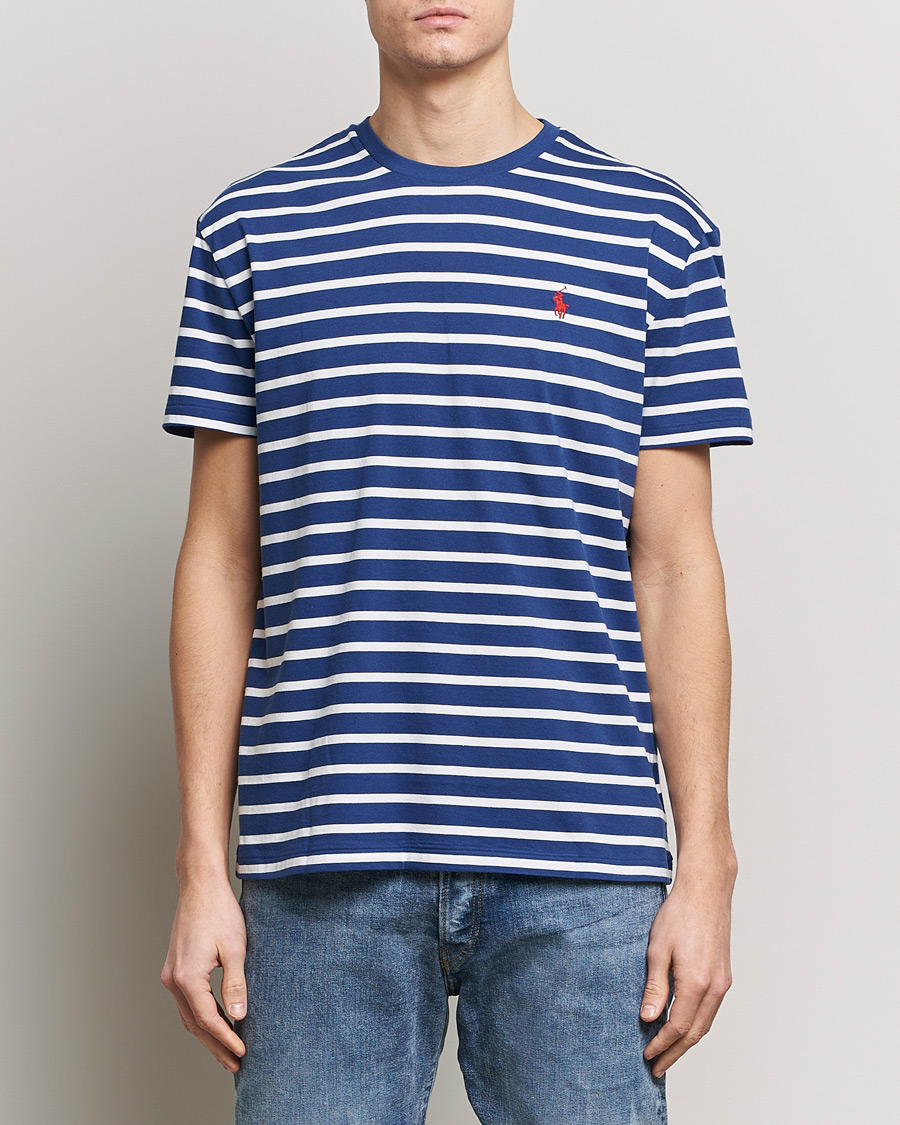 Herren | Kurzarm T-Shirt | Polo Ralph Lauren | Crew Neck Striped T-Shirt Beach Royal/White
