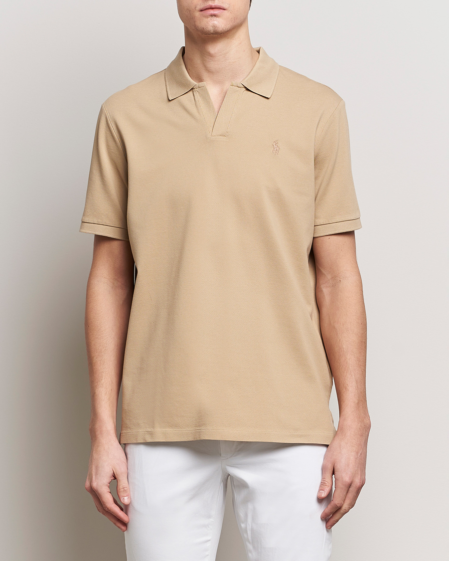 Men | Clothing | Polo Ralph Lauren | Classic Fit Open Collar Stretch Polo Beige