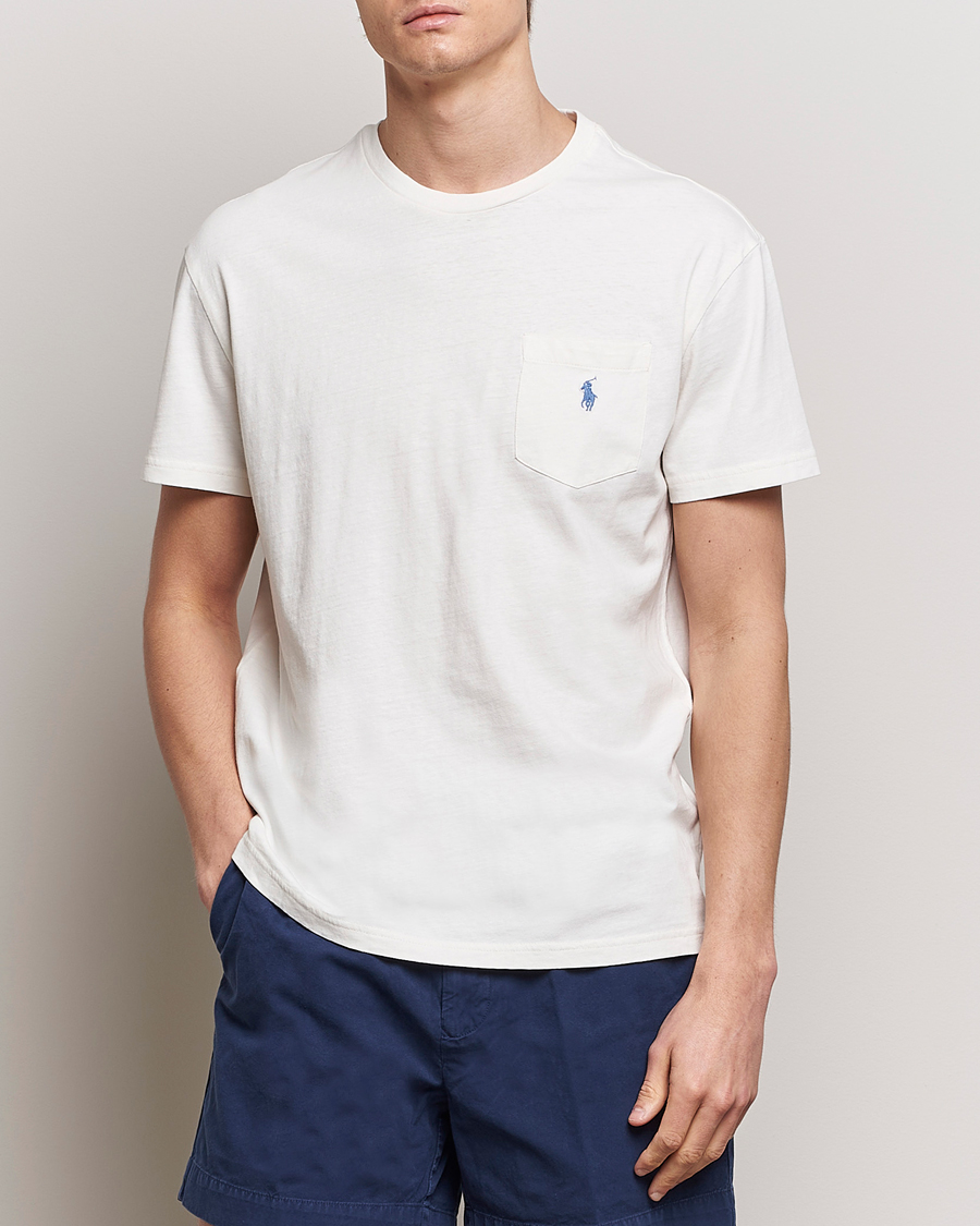 Herren | Weiße T-Shirts | Polo Ralph Lauren | Cotton Linen Crew Neck T-Shirt Ceramic White