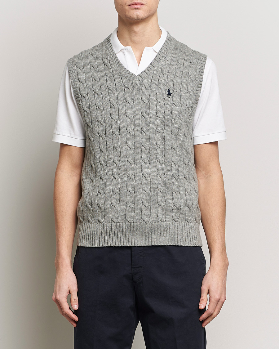 Herren | Treue-Rabatt für Stammkunden | Polo Ralph Lauren | Cotton Cable Vest Fawn Grey Heather