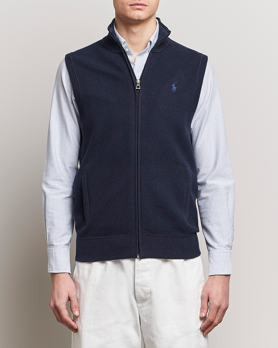 Men | Pullovers | Polo Ralph Lauren | Cotton Full-Zip Vest Navy Heather