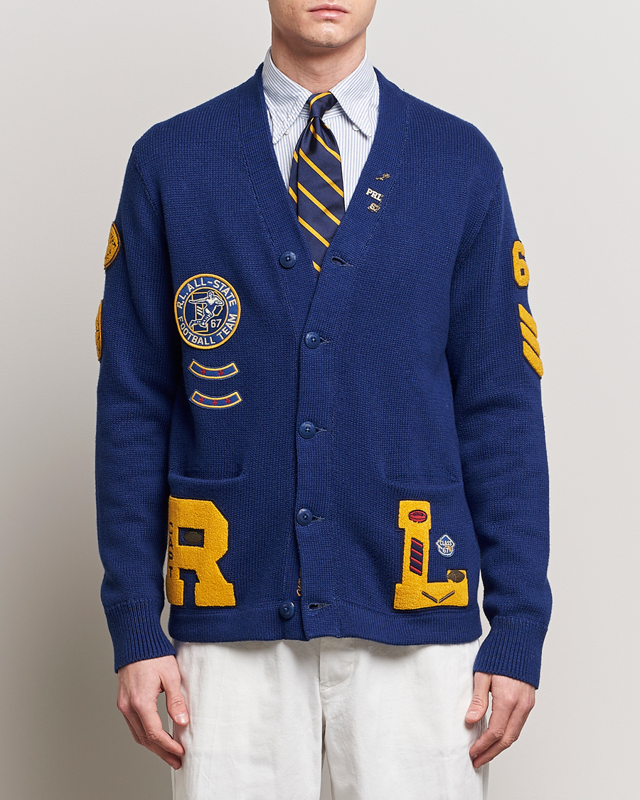 Men |  | Polo Ralph Lauren | Cotton Varsity Patch Cardigan Royal Combo