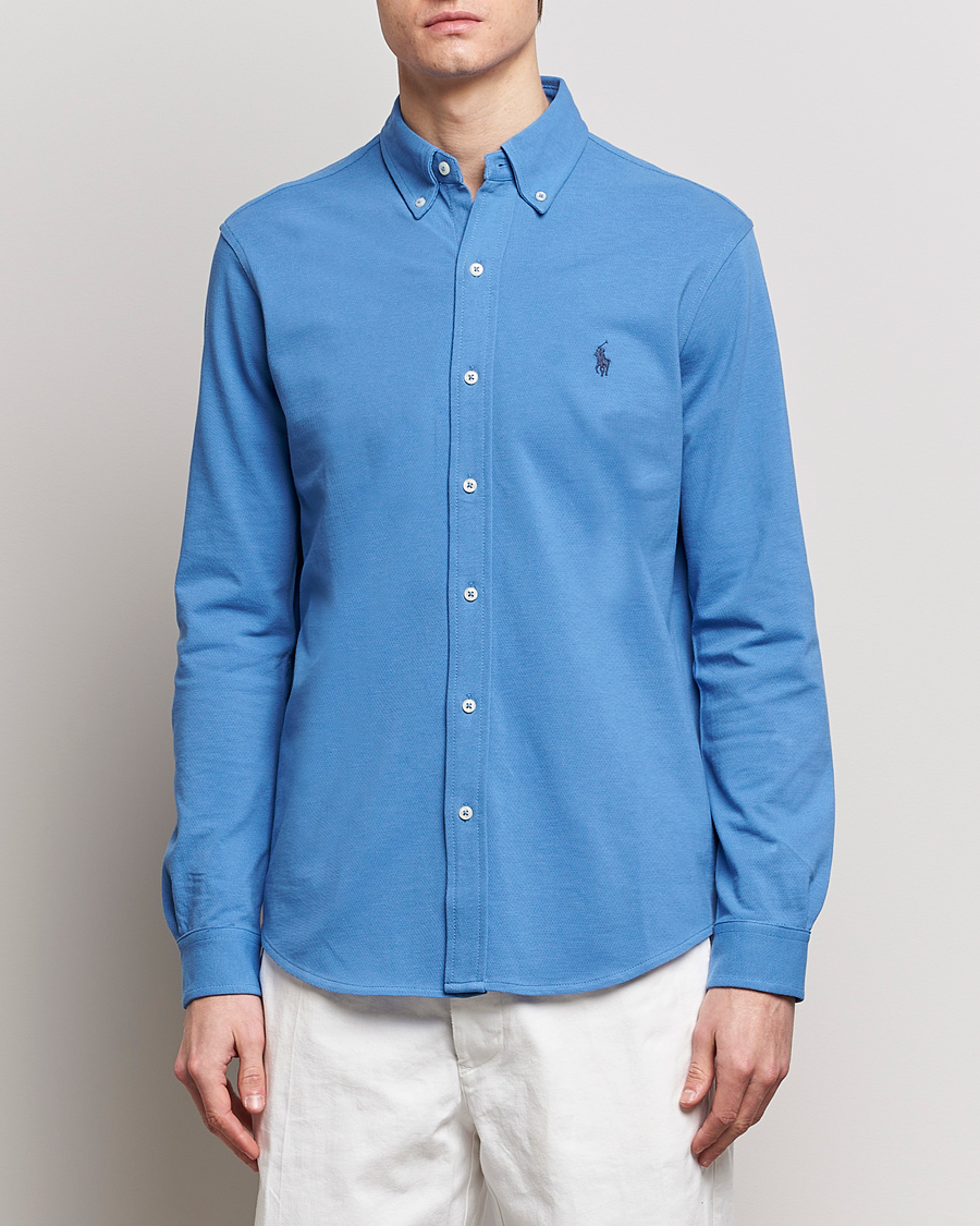 Men | Polo Shirts | Polo Ralph Lauren | Featherweight Mesh Shirt New England Blue