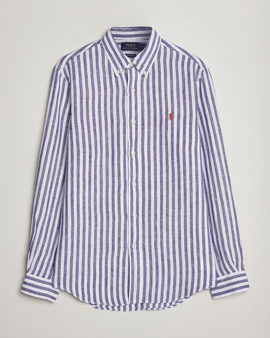 Herren | Hemden | Polo Ralph Lauren | Custom Fit Striped Linen Shirt Blue/White
