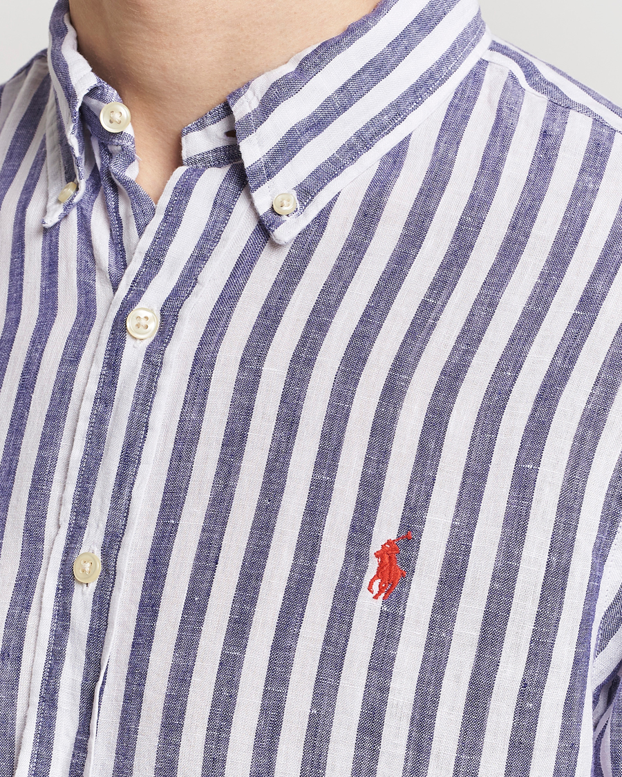 Herren | Hemden | Polo Ralph Lauren | Custom Fit Striped Linen Shirt Blue/White