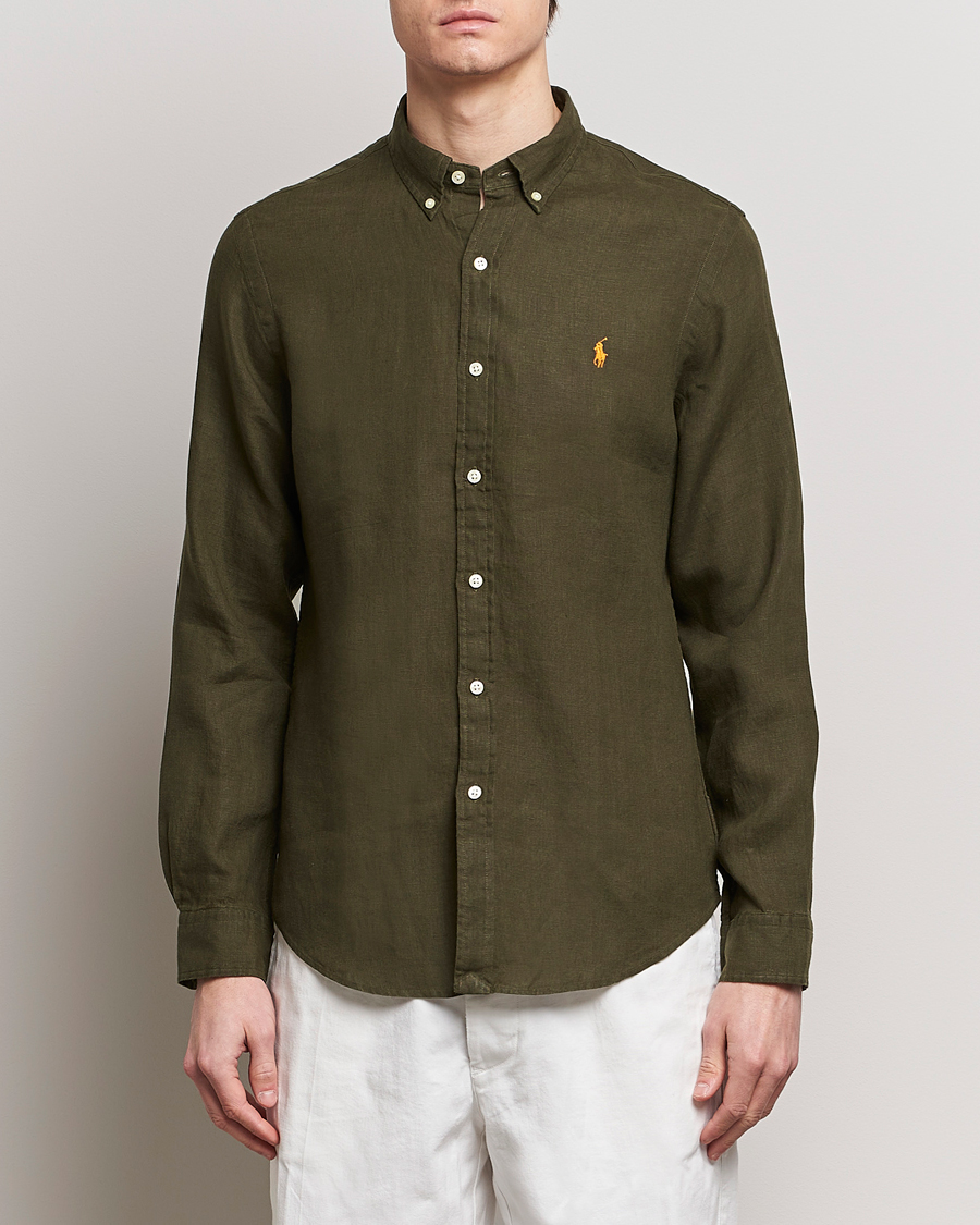 Herr |  | Polo Ralph Lauren | Slim Fit Linen Button Down Shirt Armadillo