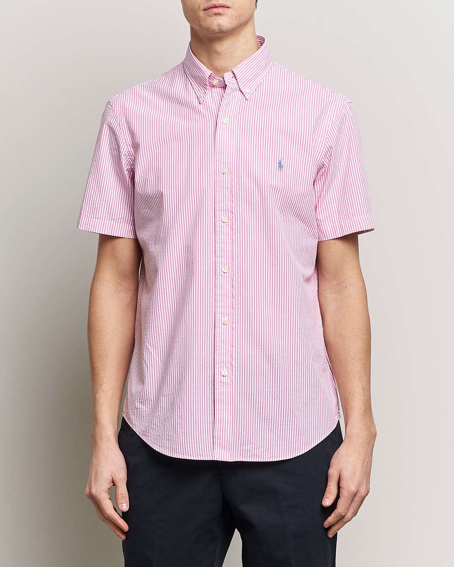 Herren |  | Polo Ralph Lauren | Seersucker Short Sleeve Striped Shirt Rose/White