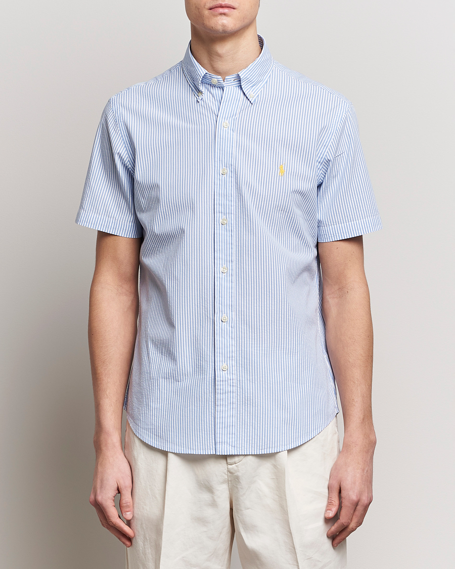 Herren |  | Polo Ralph Lauren | Seersucker Short Sleeve Striped Shirt Blue/White