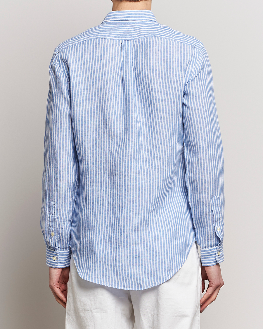 Herren | Hemden | Polo Ralph Lauren | Slim Fit Striped Button Down Linen Shirt Blue/White
