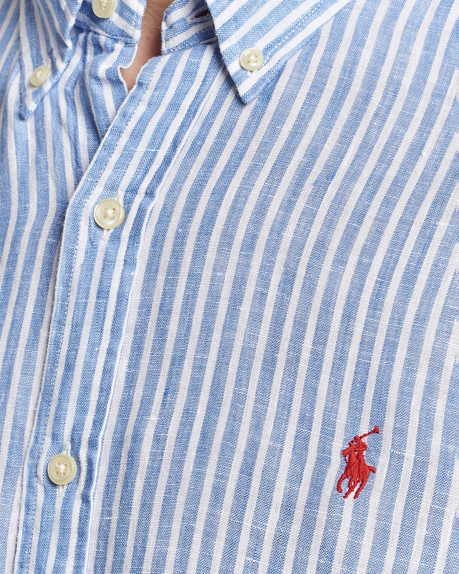 Herren | Hemden | Polo Ralph Lauren | Slim Fit Striped Button Down Linen Shirt Blue/White