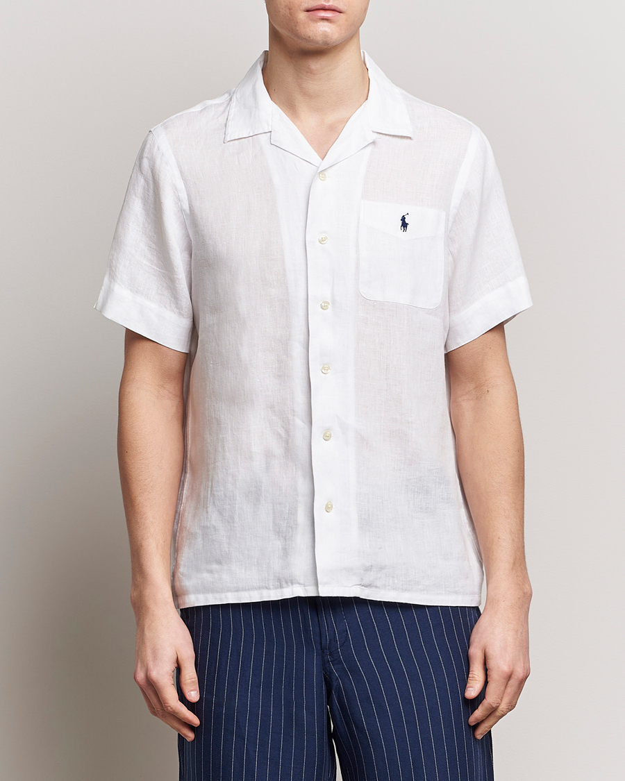 Herr | Polo Ralph Lauren | Polo Ralph Lauren | Linen Pocket Short Sleeve Shirt White
