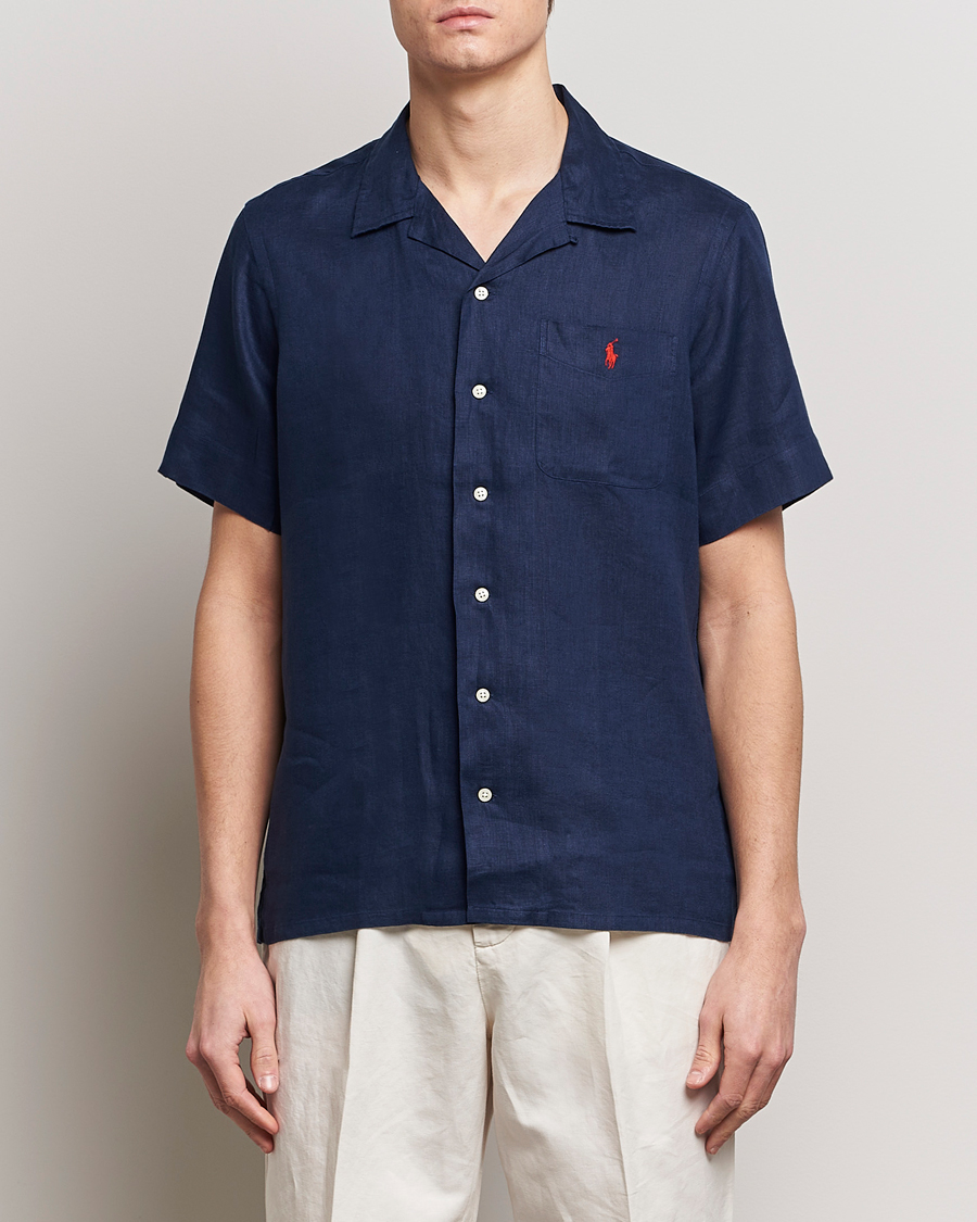 Men | Short Sleeve Shirts | Polo Ralph Lauren | Linen Pocket Short Sleeve Shirt Newport Navy