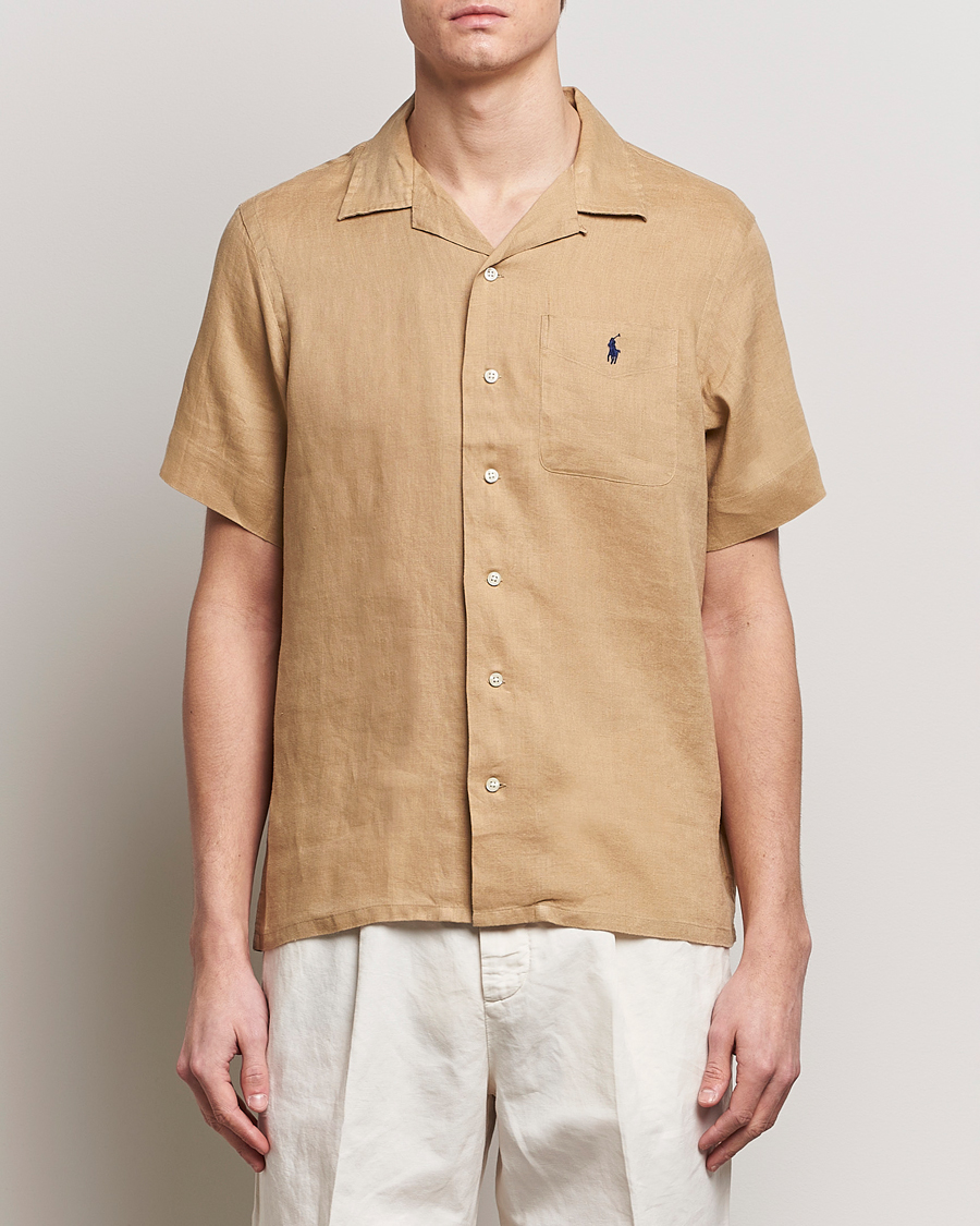 Herren | Freizeithemden | Polo Ralph Lauren | Linen Pocket Short Sleeve Shirt Vintage Khaki
