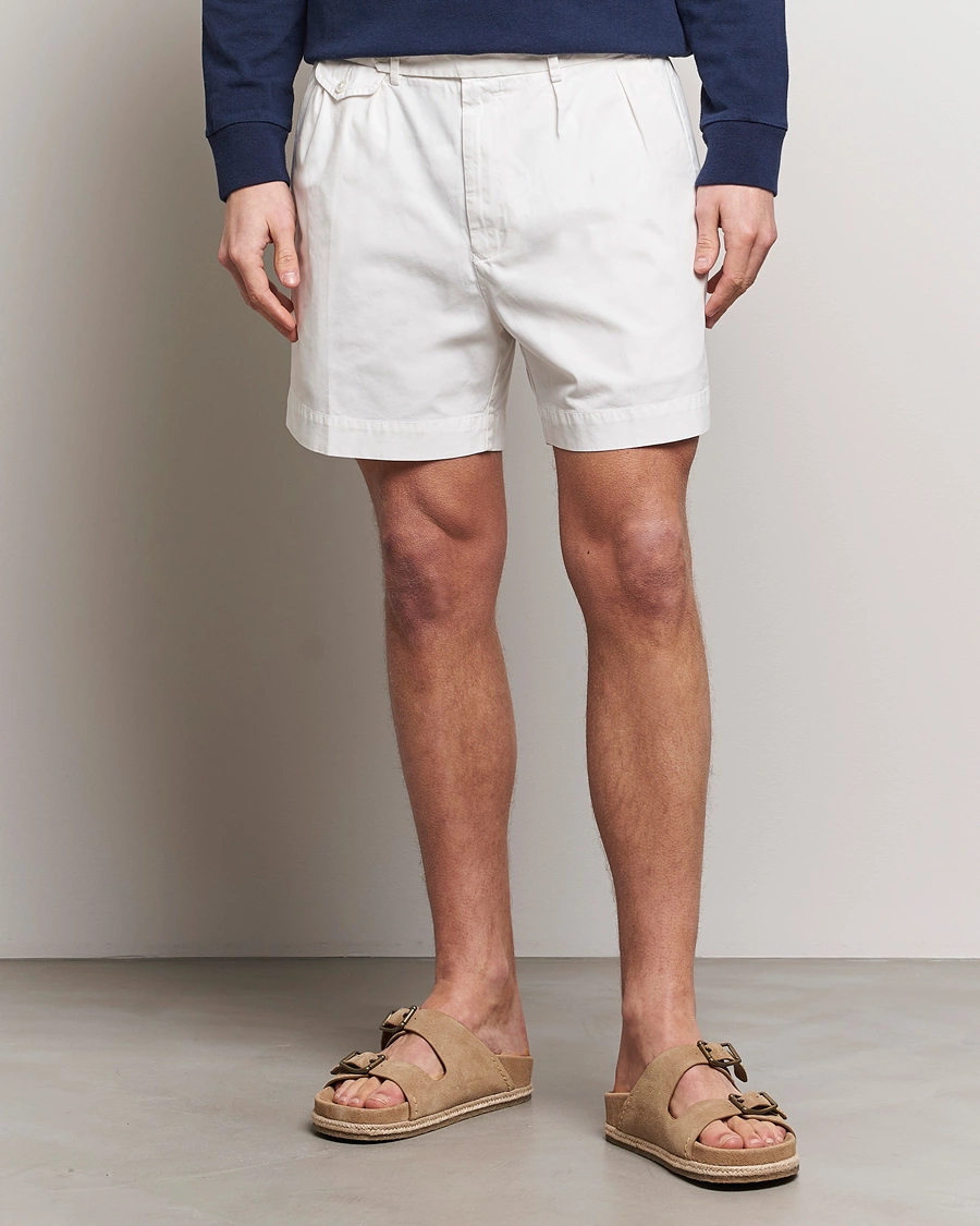 Men |  | Polo Ralph Lauren | Pleated Featherweight Twill Shorts Deckwash White