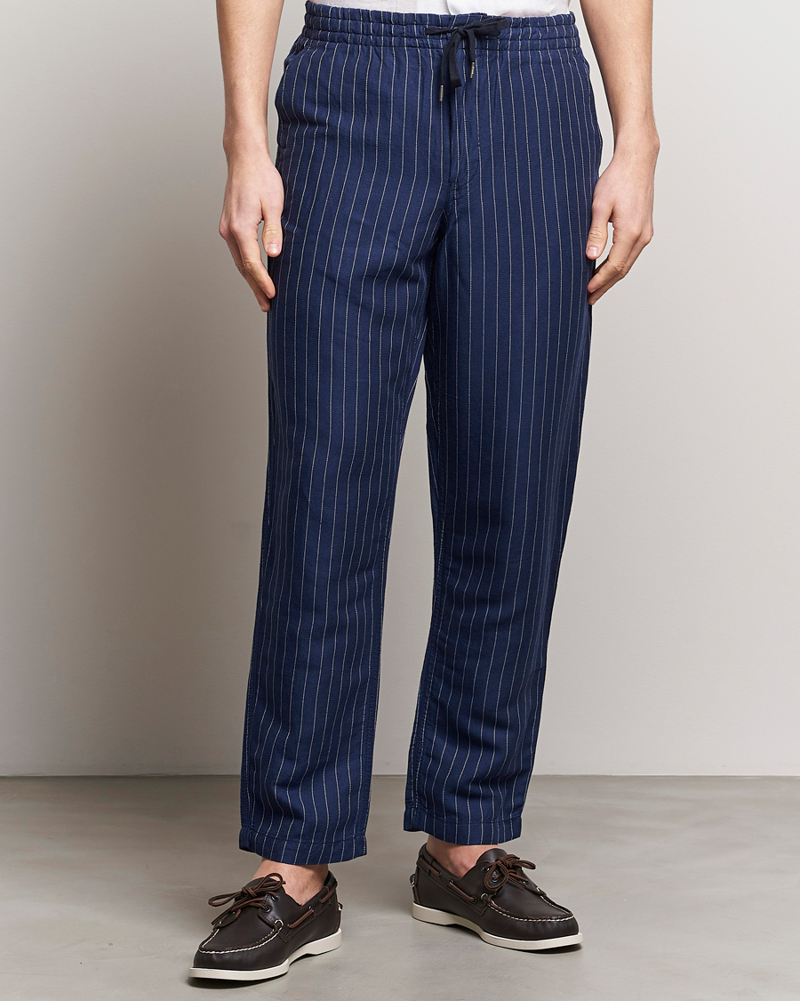 Men | Drawstring Trousers | Polo Ralph Lauren | Prepster V2 Linen Trousers Navy