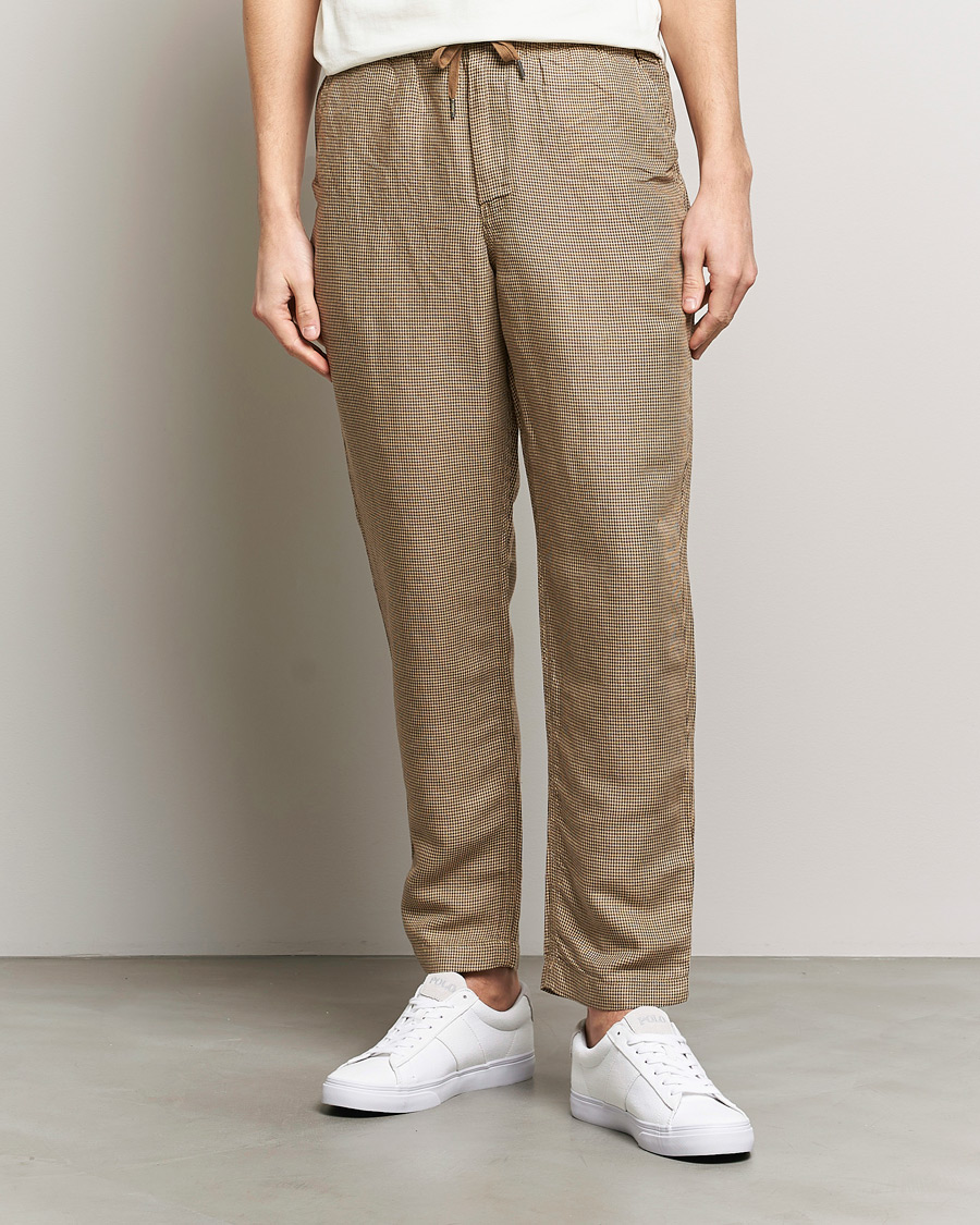 Herren | Drawstring-Hosen | Polo Ralph Lauren | Prepster V2 Linen Trousers Brown Dogstooth