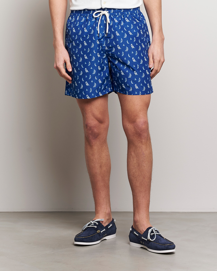 Herren | Badehosen | Polo Ralph Lauren | Recycled Traveler Printed Swimshorts Blue Sail