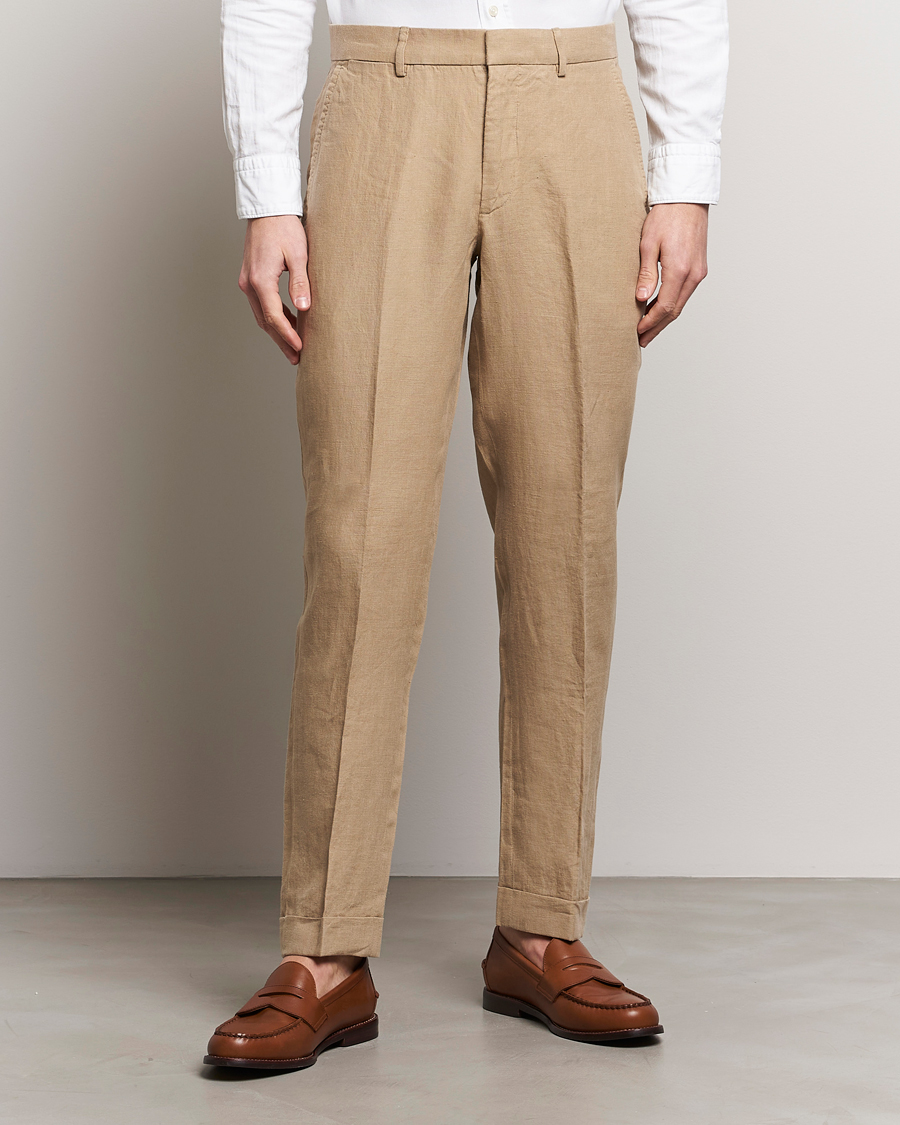 Herren | The Linen Lifestyle | Polo Ralph Lauren | Linen Pleated Trousers Coastal Beige