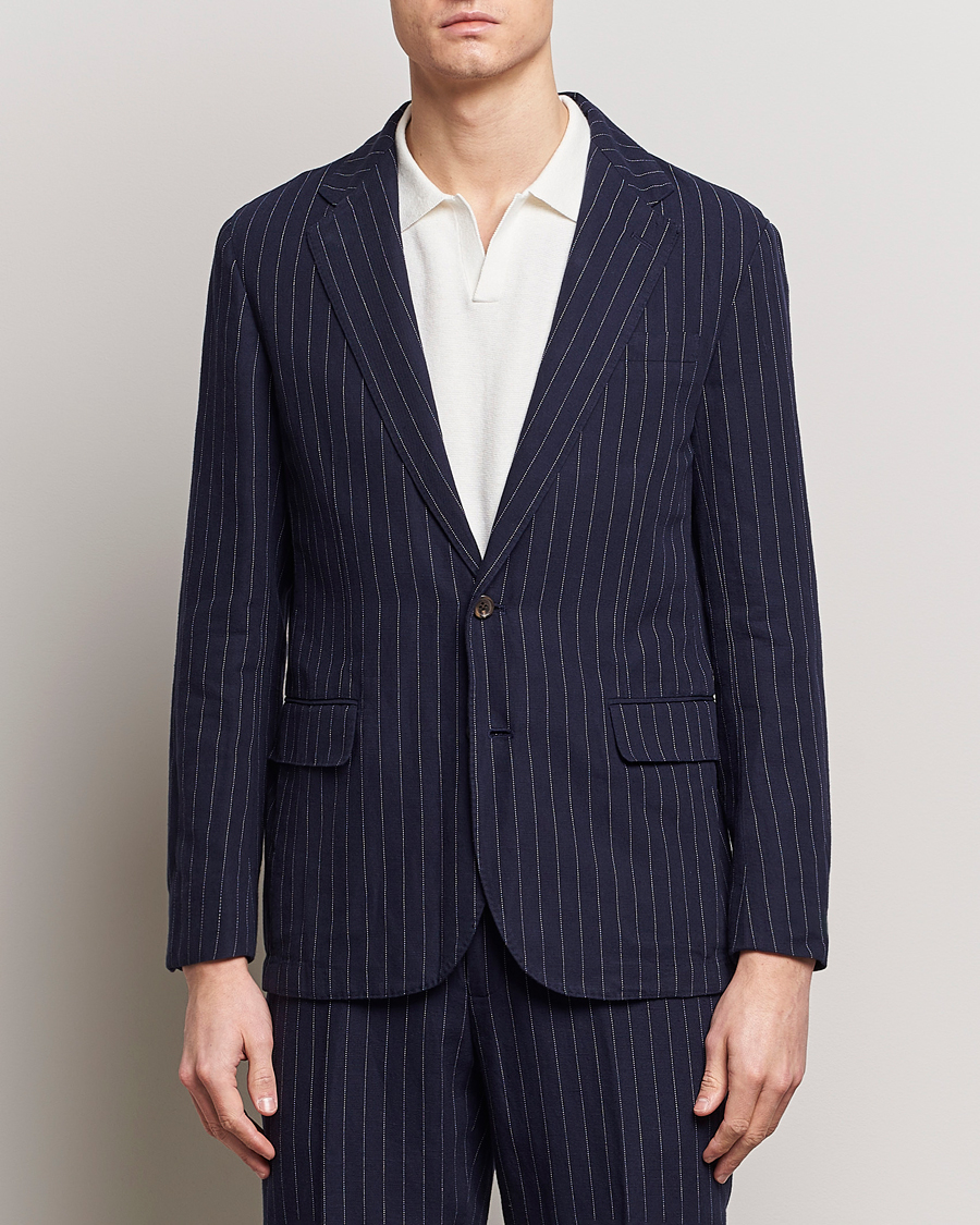 Men | Clothing | Polo Ralph Lauren | Linen Pinstripe Sportcoat Navy/Cream