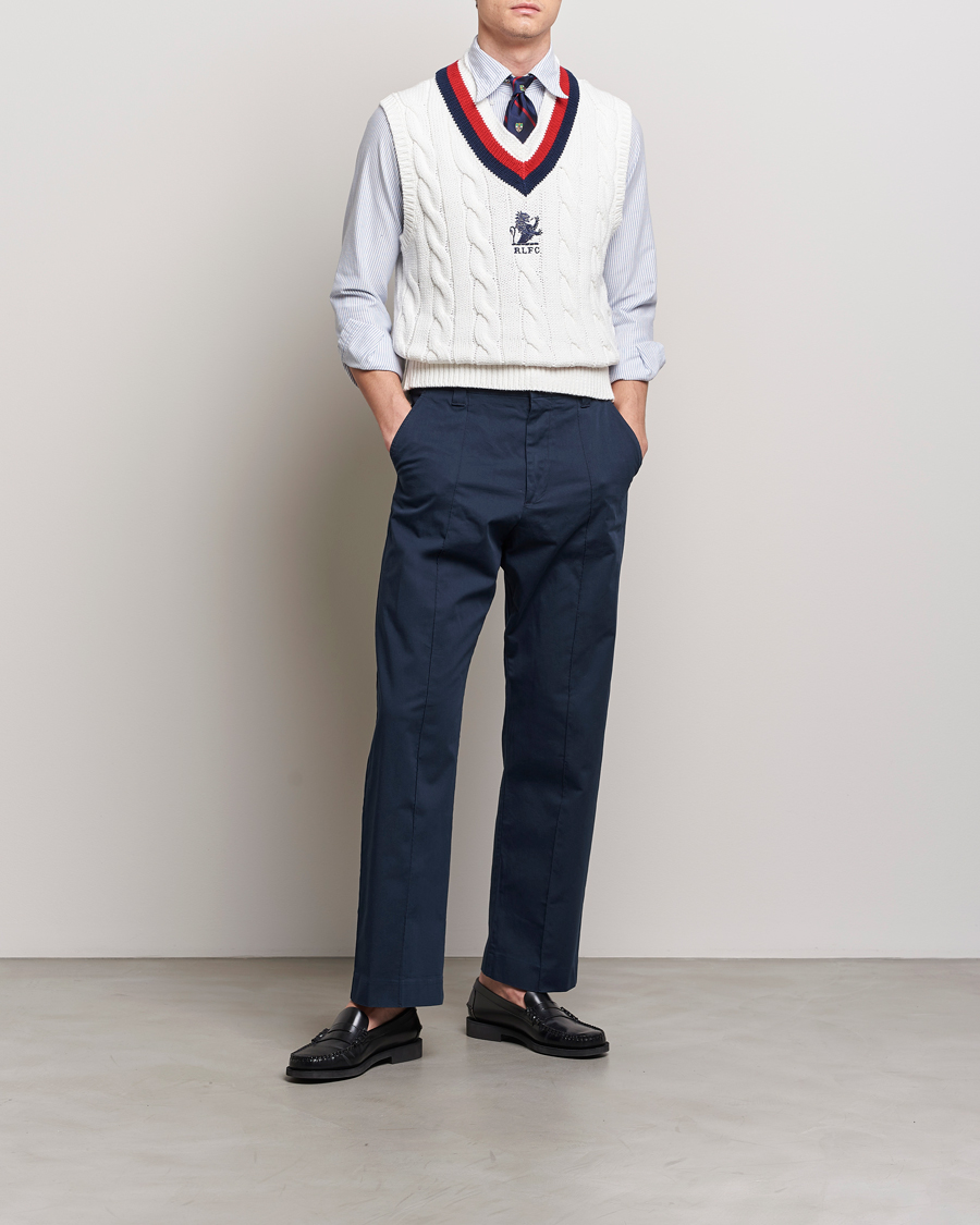 Herren | Pullover | Polo Ralph Lauren | Cotton Knitted Cricket Vest Deckwash White