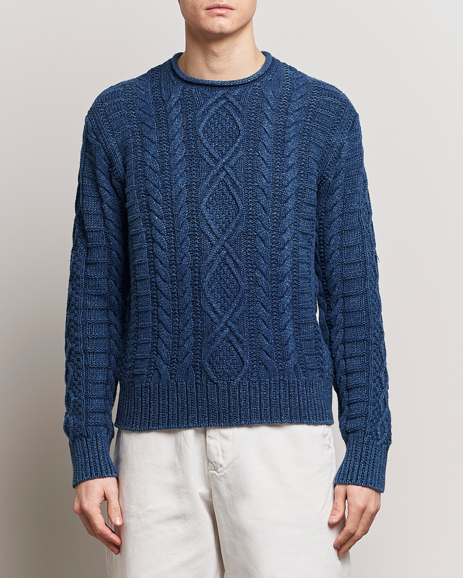 Herren | Strickpullover | Polo Ralph Lauren | Cotton Fisherman Sweater Indigo