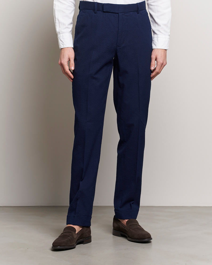 Herren | Kleidung | Polo Ralph Lauren | Pleated Seersucker Trousers Indigo
