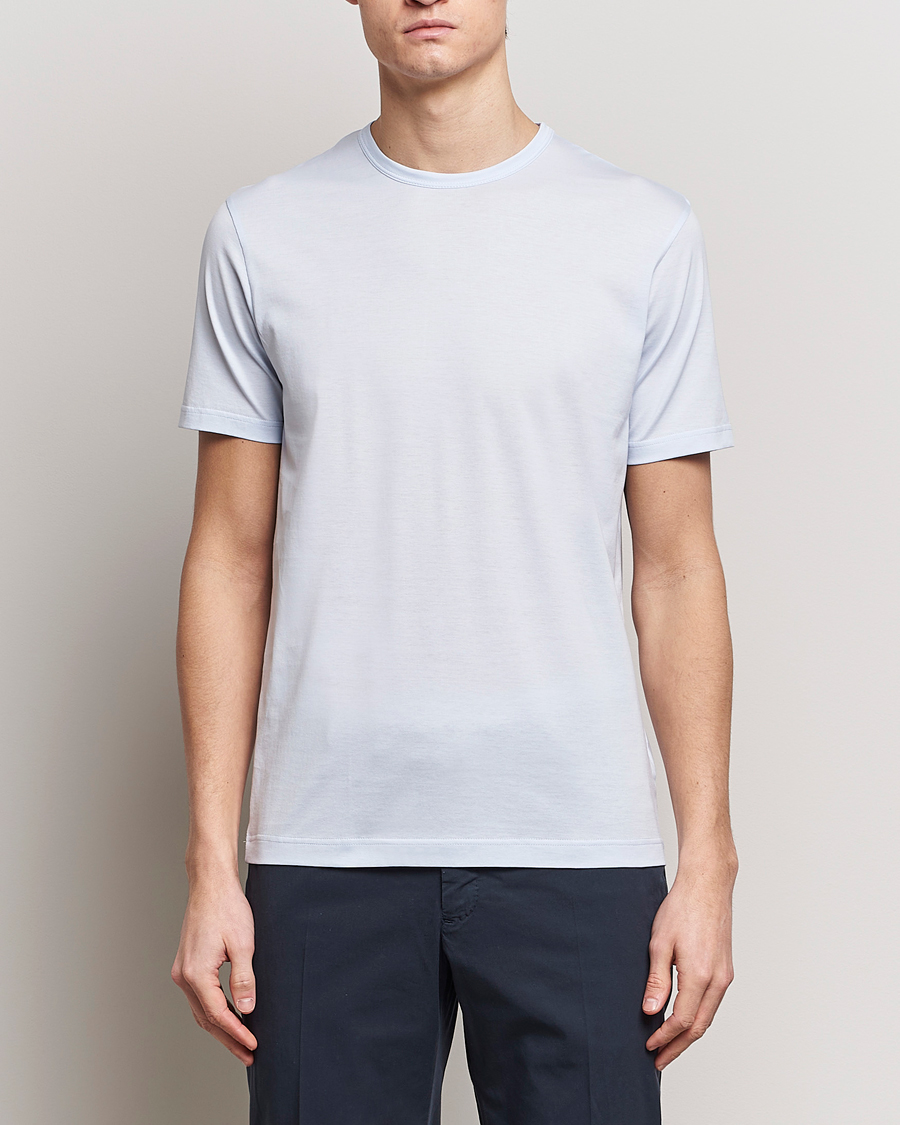 Herren |  | Sunspel | Crew Neck Cotton Tee Light Blue