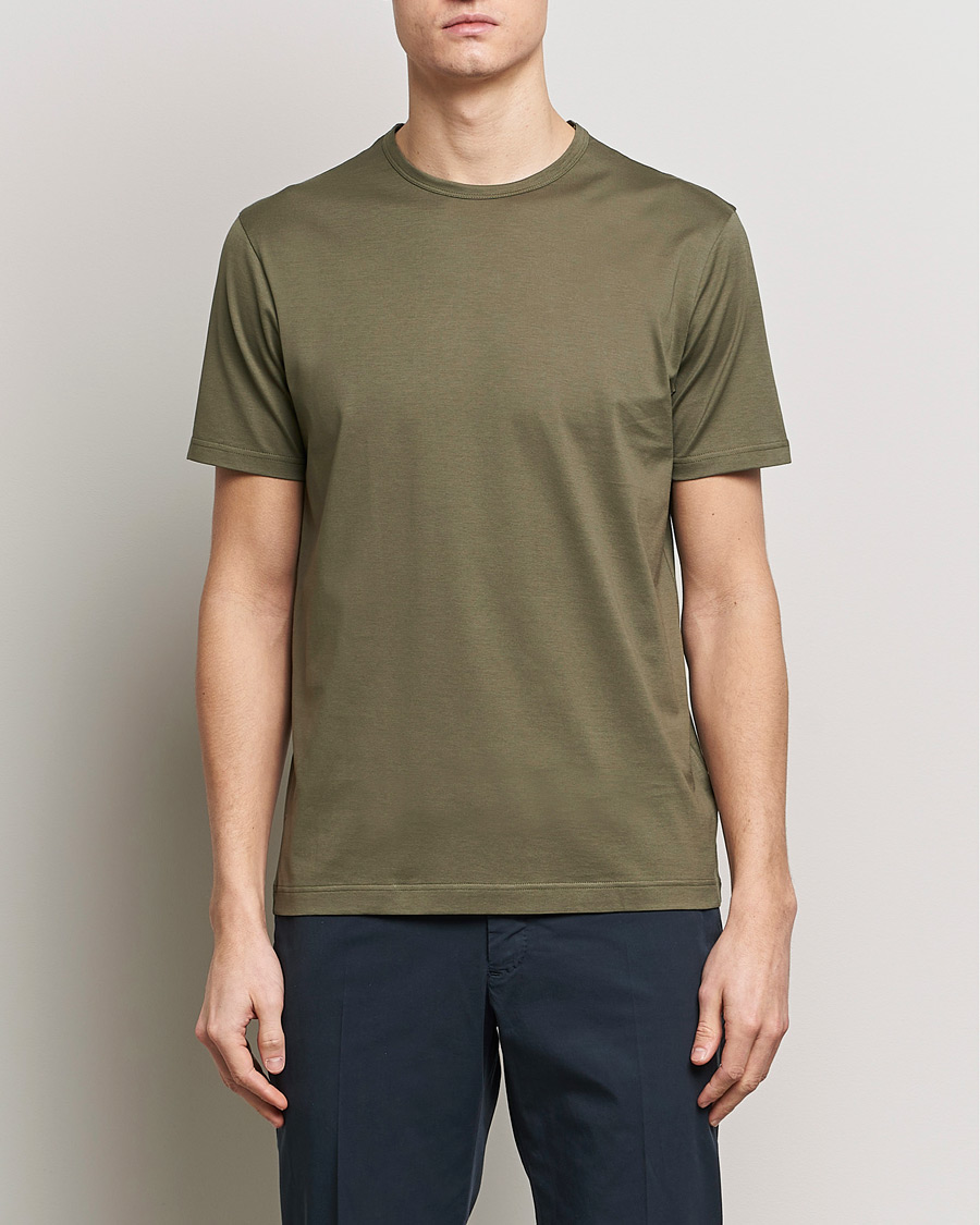 Herren | Sunspel | Sunspel | Crew Neck Cotton Tee Khaki