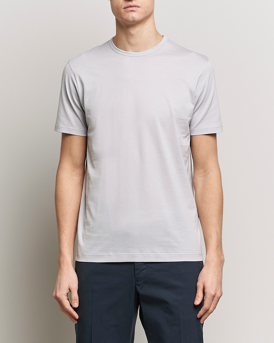 Herren | Kurzarm T-Shirt | Sunspel | Crew Neck Cotton Tee Smoke