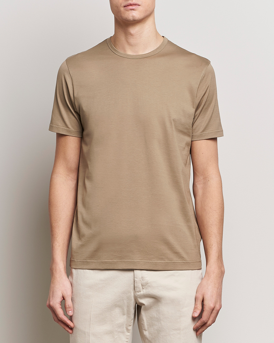 Herren |  | Sunspel | Crew Neck Cotton Tee Dark Stone