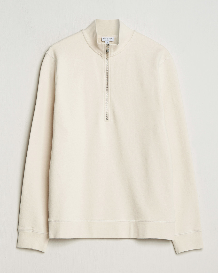 Herren | Pullover | Sunspel | Loopback Half Zip Sweatshirt Undyed