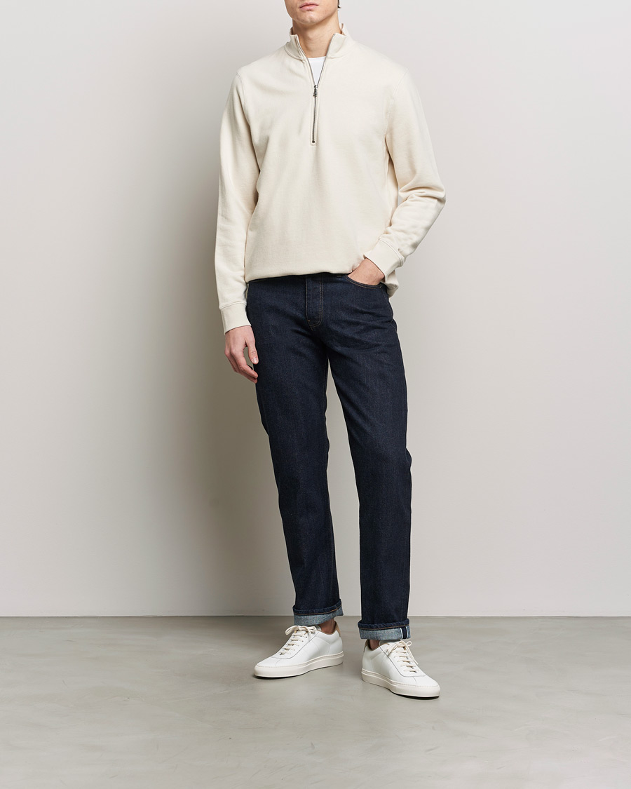 Herren | Pullover | Sunspel | Loopback Half Zip Sweatshirt Undyed