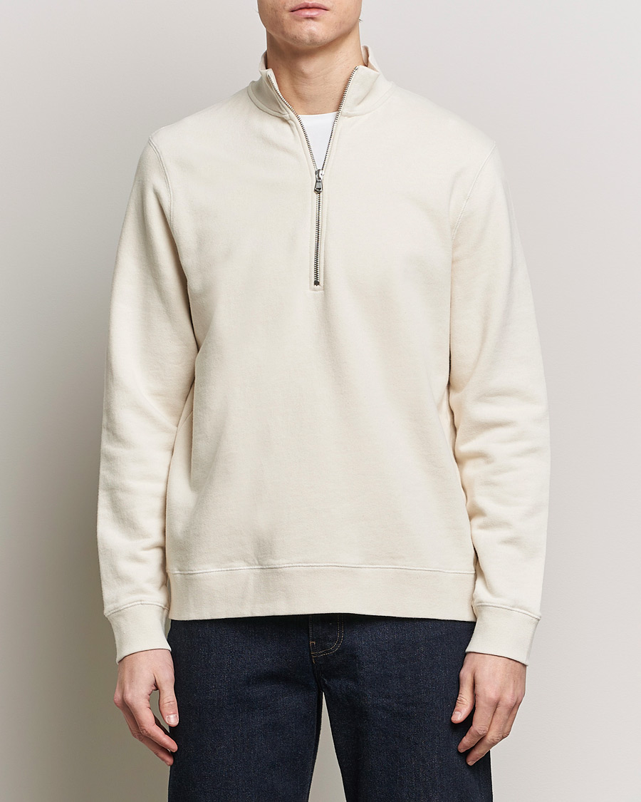 Men |  | Sunspel | Loopback Half Zip Sweatshirt Undyed