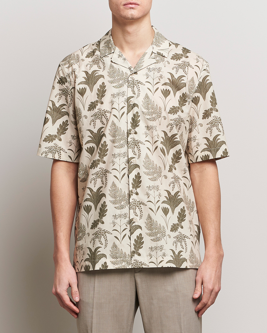 Herren | Best of British | Sunspel | Katie Scott Short Sleeve Printed Resort Shirt Ecru