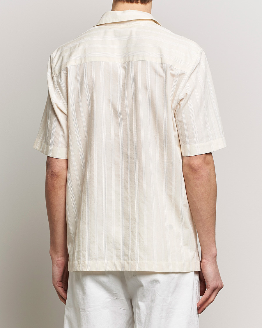 Herren | Hemden | Sunspel | Embroidered Striped Short Sleeve Shirt Ecru
