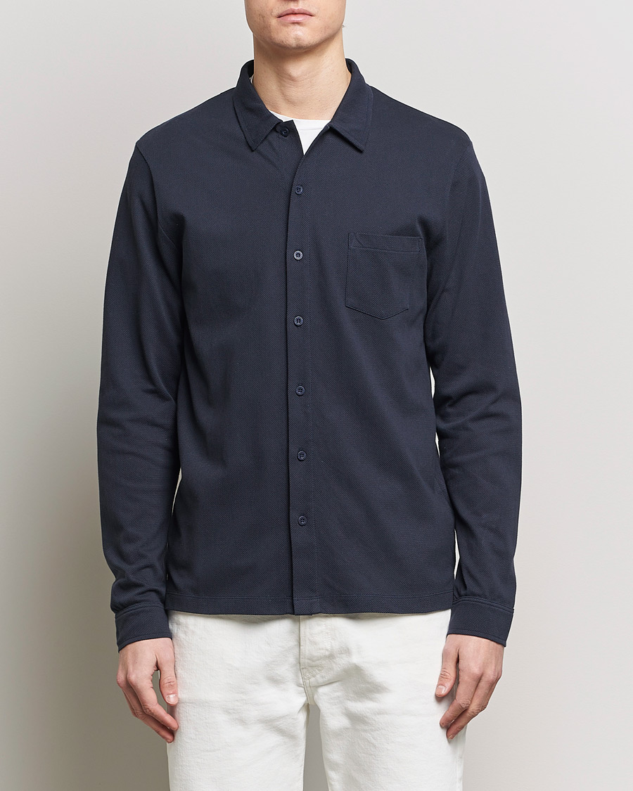 Herr |  | Sunspel | Riviera Long Sleeve Shirt Navy