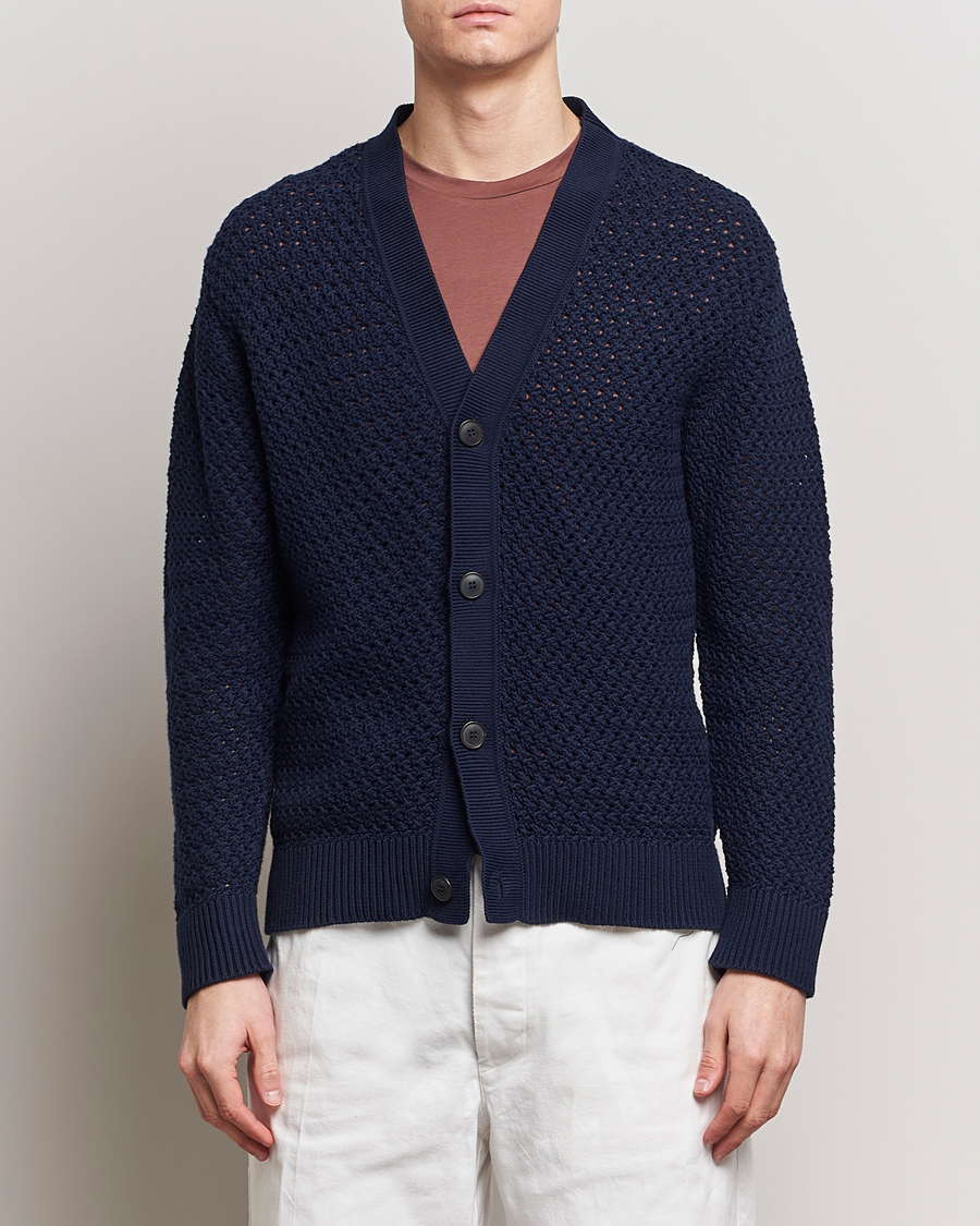 Herren | Kleidung | Sunspel | Chunky Knit Cotton Cardigan Navy