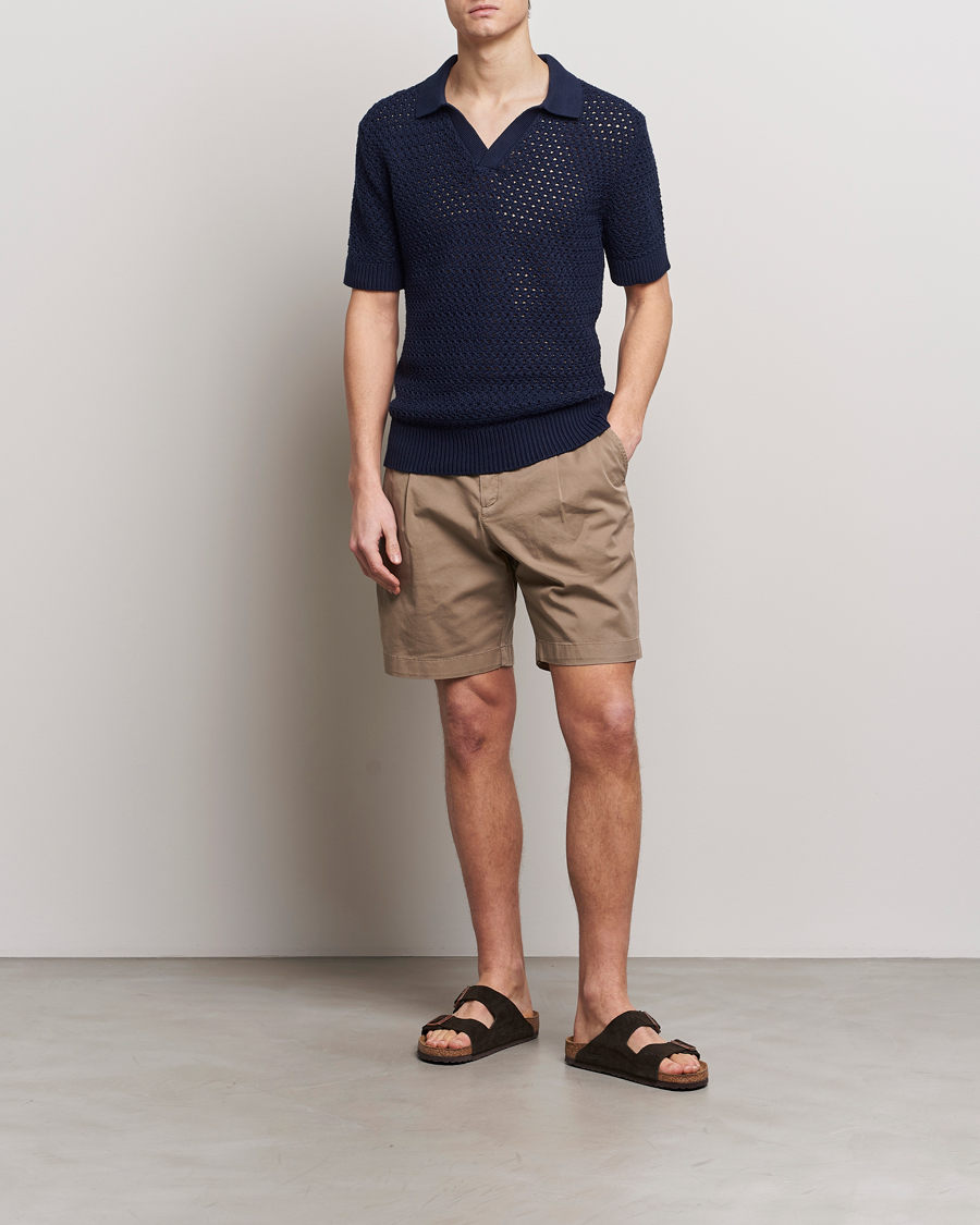 Herren | Pullover | Sunspel | Chunky Knit Polo Navy